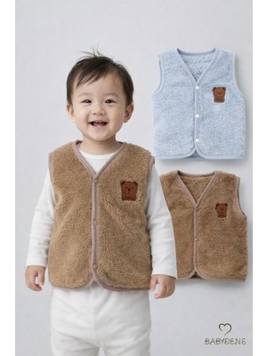 Babyden's Erkek Bebek & Çocuk 2’li Welsoft Yelek Seti – Peluş Yumuşak Kışlık Bebek Yeleği, Çıtçıtlı, Günlük