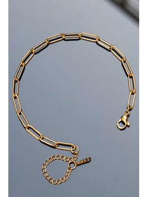 Normadia Lazer Işlemeli Çelik Bileklik, Unisex, 4mm, Altın Renk, 2 Yıl Garanti