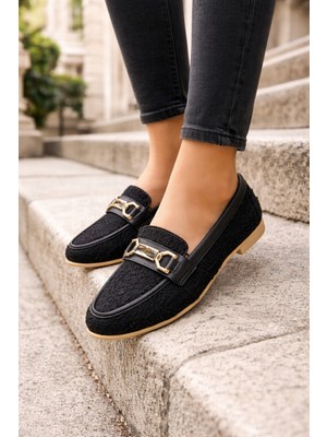 ModaFrato AL-4016 Tüvit Kumaş Rahat Taban Kadın Babet Anne Ayakkabısı Günlük Bayan Ayakkabı