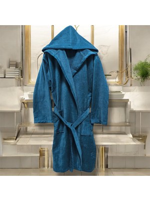 Kadife Kapüşonlu Bornoz %100 Pamuk