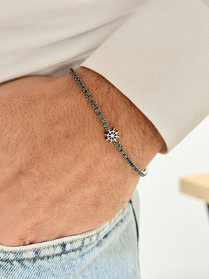 Normadia Şık Gümüş ve Siyah Çelik Erkek Bileklik, Hediye Paketinde, 2 Yıl Garantili