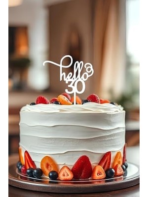 Eco Lounge Hello 30 Doğum Günü Pastası Süsleme, Pasta Süsü, Yeniden Kullanılabilir, OCT51