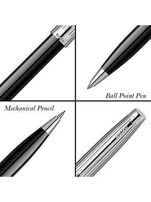 Eco Lounge Oscar 39 Tükenmez Kalemversatil Kalem Takım Siyah Krom