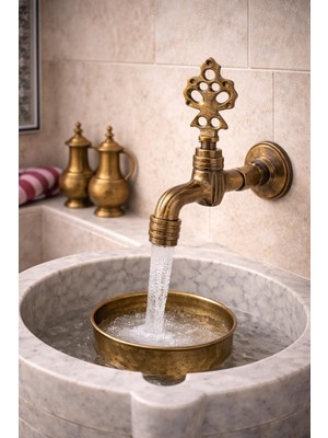 Çapa Osmanlı Model Duvar Tipi Pirinç Hamam Taş Lavabo Kurna Musluğu