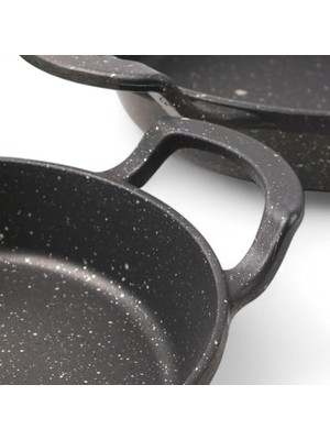 Eco Lounge 3'lü Döküm Sahan Seti, 3'lü Yumurta, Omlet Tavası, 3 Boy Döküm Siyah Granit Sahan Tava (22CM-20CM-18CM)