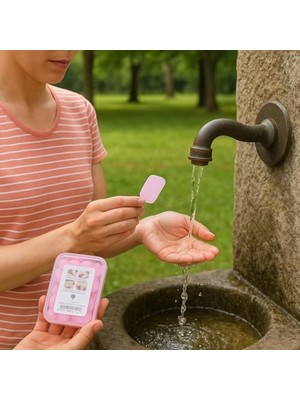 Çiçek Şekilli Kağıt Sabun Tabletleri, 5 Adet Taşınabilir Tek Kullanımlık Sabun Seti, Hijyenik El Yıkama Sabunu, Seyahat Sabunu, Kamp Sabunu, 50’li Kutu, Karışık Renkler