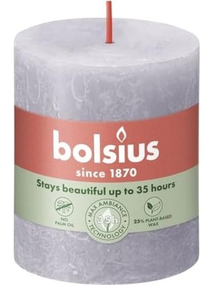 Eco Lounge Buzlu Lavanta Renkli, Rustik Sütun Mum - 80MM/66MM - 35 Saat Yanma Süresi