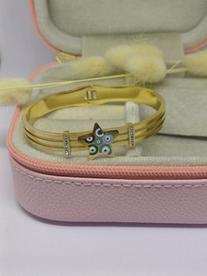 Normadia Yıldız ve Nazar Desenli 316L Paslanmaz Çelik Kelepçe, Şık ve Dayanıklı Tasarım