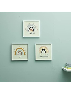 Eco Lounge Bebek Odasına Özel Minimal Gökkuşağı Tasarımlı Çerçeve - 20X20 Cm, Yeniden Kullanılabilir Yapışkanlı