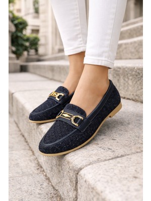 ModaFrato AL-4016 Tüvit Kumaş Rahat Taban Kadın Babet Anne Ayakkabısı Günlük Bayan Ayakkabı