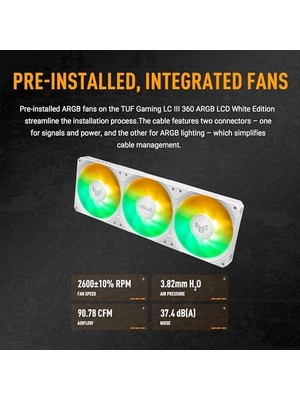 Tuf Gamıng Lc Iıı 360 Argb Aura Sync Rgb 120MM*2 Adreslenebilir Rgb Fan Cpu Sıvı Soğutucusu 6 Yıl Garanti Beyaz
