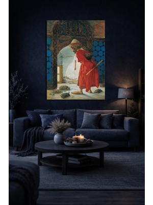 Artease Osman Hamdi Bey'in Kaplumbağa Terbiyecisi (1906) Kanvas Tablo