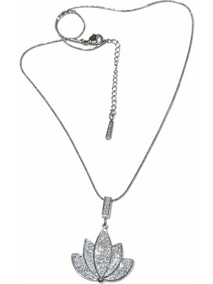 Suzi Shine Taşlı Lotus Çiçeği Çelik Kolye