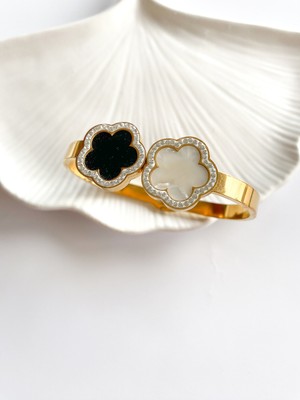 Normadia Şık Iki Yonca Çelik Bileklik Takım, Zarif ve Dayanıklı Tasarım