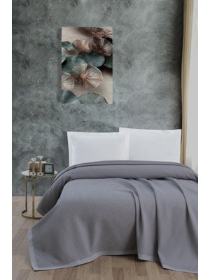 Eco Lounge Klimalı PIKE,%100 Pamuk Petekli Pike, Dörtmevsim Pike Çift Kişilik 220X240-GRI