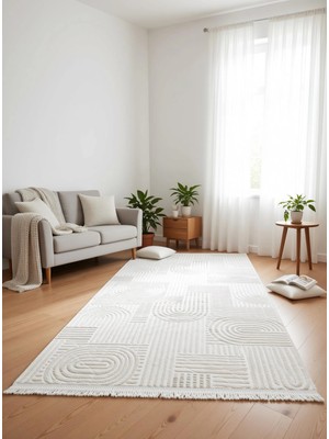 Yağmurser Ekselans Yumuşak Dokulu Kaymaz Taban Halı Yolluk 3048 Krem