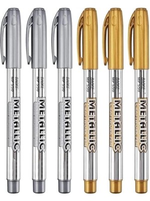 Eco Lounge Metalik Boya Kalemleri, 6 Parça Altın ve Gümüş Renkli Boya Kalemleri, Su Geçirmez ve Hızlı Kuruyan Kalıcı Işaretleyiciler, Scrapbooking, Kumaş ve Dıy Fotoğraf Albümü Için