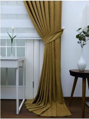 Eco Lounge Ev Depo Taç Yağ Yeşili Düz Renk 1/3 Sık Pileli Fon Perde Sık Pile Tek Kanat EVD-YAGYESILI001, Yağ Yeşili, 80 x 270