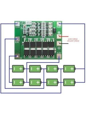 Micron 4s 40A Bms 18650 Lityum Pil Şarj Koruma Devresi - 16.8V