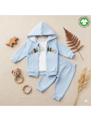 The Nest Kids Nordic Baby 3’lü Organik Pamuklu Safari Temalı Kapüşonlu Set