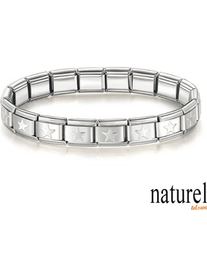Normadia Şık Unisex Italyan Charm Paslanmaz Çelik Yıldız Bileklik