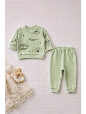 The Nest Kids Fresh Olive Premium Organik Pamuk Doğal Yeşil Tonlu Bebek Alt Üst Takım