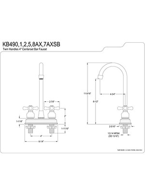 Eco Lounge KB492AX Bar Musluğu, Cilalı Pirinç, 10,64 cm Ağız Erişimi