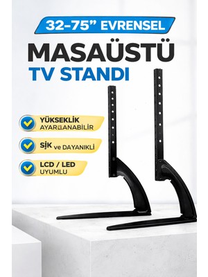 Mdstech 32-75" Evrensel Masaüstü Tv LCD LED Standı Sabit Ekran Yükseklik Ayarlanabilir Şık Dayanıklı Tasarım