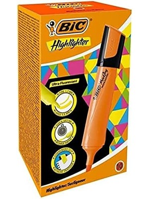 Eco Lounge Marking Flat Highlighter Fosforlu Kalem 10'lu Kutu Turuncu