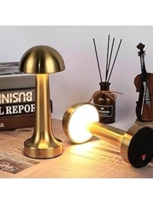 Eco Lounge Kablosuz Şarjlı Masa Lambası – Altın Renk, Dokunmatik, Ayarlanabilir Işık, Modern ve Şık Tasarım, Ev, Kafe, Ofis Için LED Lamba