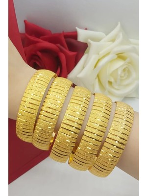 Normadia 5 Adet Altın Kaplama Desenli Bilezik Seti, Şık ve Dayanıklı, Garantili