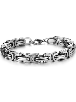 Normadia Kalın Kral Model 8 Mm. 21 cm Gri Çelik Erkek Bileklik