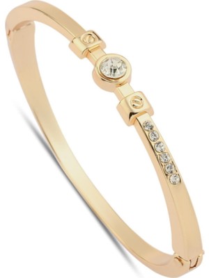 Normadia Şık Altın Renk Büyük Taşlı Zarif Kelepçe Bileklik