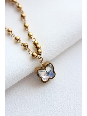 Normadia Şık Top Zincirli Opal Taşlı Paslanmaz Çelik Bileklik