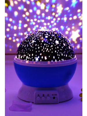 Eco Lounge Star Renkli Yıldızlı Gökyüzü Projeksiyon Gece Lambası Masa Ay Yıldız Lamba