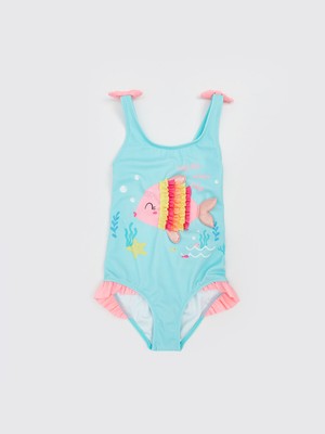 Lc Waikiki Yeni Sezon U Yaka Baskılı Kız Çocuk Mayo