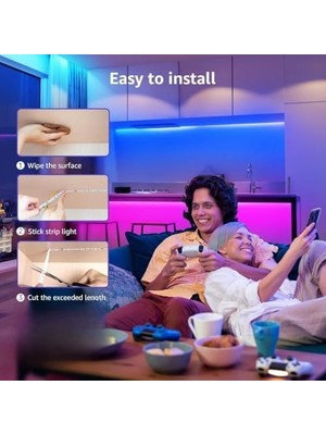 Eco Lounge Rgb Şerit LED Işık – SB-6525, Müzik ve Ses Duyarlı, Ritim Algılayan, Otomatik Renk Değiştiren, Oyun Odası, Tv, Parti, Yatak Odası Dekorasyonu Için (5 Metre)