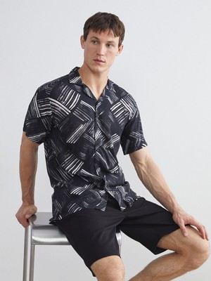 Lc Waikiki Yeni Sezon Regular Fit Kısa Kollu Desenli Viskon Erkek Gömlek