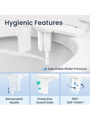 Eco Lounge Bidet Neo 320 Plus – Yeni Nesil Su Bide Klozet Kapağı Eklentisi, Yenilikçi Ez-Kaldırma Menteşeleri, Çift Nozullu ve 360° Kendini Temizleme Modu (Beyaz)