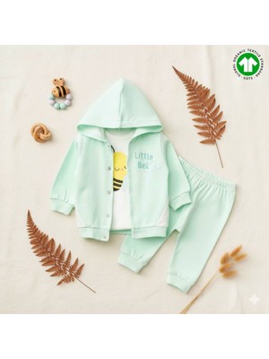 The Nest Kids Pure Comfort 3’lü Arı Temalı Organik Pamuklu Kapüşonlu Set