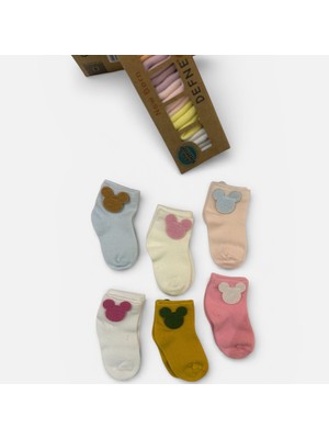 Butik Kız Bebek Pamuklu Anti Bacterial 6'lı Çorap 0-3 Ay Kutulu