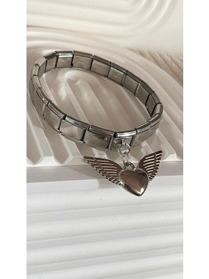 Normadia Kalpli Melek Kanadı Tasarımlı Şık Çelik Charm Bileklik