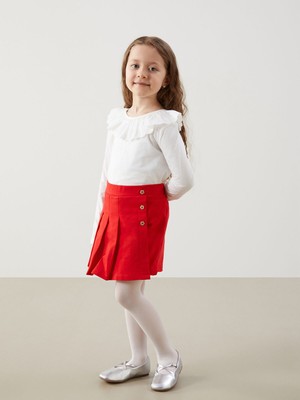 Lc Waikiki Yeni Sezon Beli Lastikli Kız Çocuk Şort Etek ve Külotlu Çorap 2'li