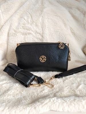 Tuel Çok Bölmeli 3 Fermuarlı Fonksiyonel Gold Logo Detaylı El&omuz Çantası