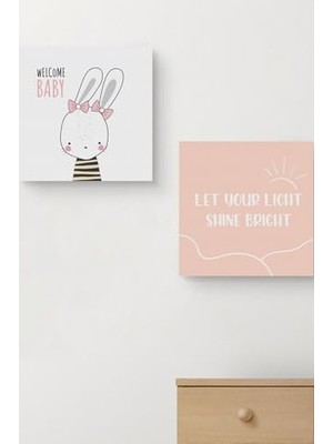Eco Lounge Bebek Odasına Özel Minimal Tavşan Tasarımlı Kanvas 25 x 25 cm Ölçüsündedir