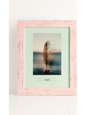 Be Beauty 18X24 cm Vintage Uçuk Pembe Eskitme Renk Fotoğraf Çerçevesi - Pleksi Camlı