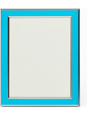 Seçilir Turkuaz Renk Gümüş Şeritli Lüks 15X20 cm Resim Çerçevesi - Kırılmaz Camlı