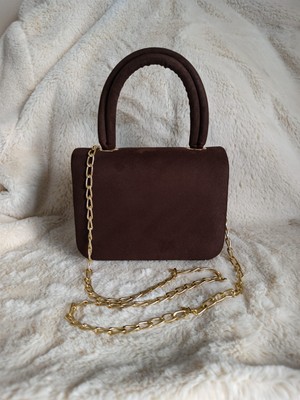 Tuel Kadın Süet El ve Omuz Çantası – Zincir Askılı Şık Tasarım