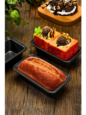 Liground Karbon Çelik Baton Dikdörtgen Kek & Ekmek Kalıbı Yapışmaz Ekmek Kalıbı Fırın Airfryer Fırın Kalıbı