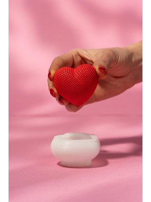 Rufus Concept Kalp Baklava Desenli Küçük Silikon Mum Kalıbı